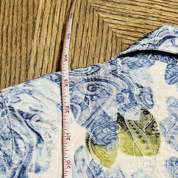 Analogy Plus Jacket Embroidered Tie Dye Blue Green White Denim Look Floral‎ 1X - Picture 10 of 11